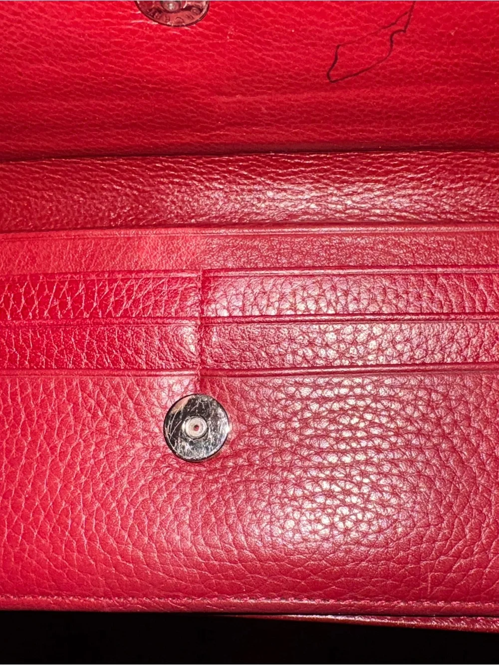 Brighton Red Croc-Texture Wallet with Heart Accent